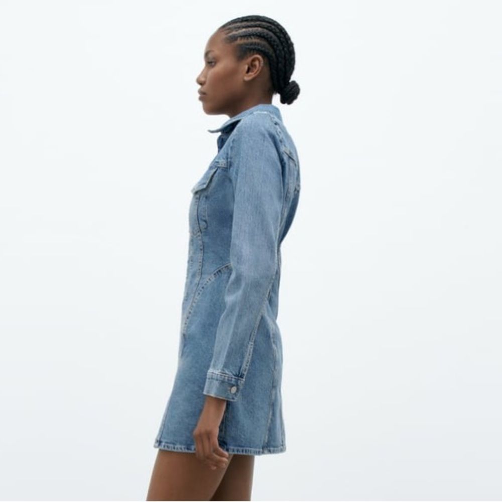 Zara Denim Zip Dress New - Picture 12 of 14